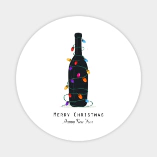 Black bottle with christmas lights bulbs Magnet